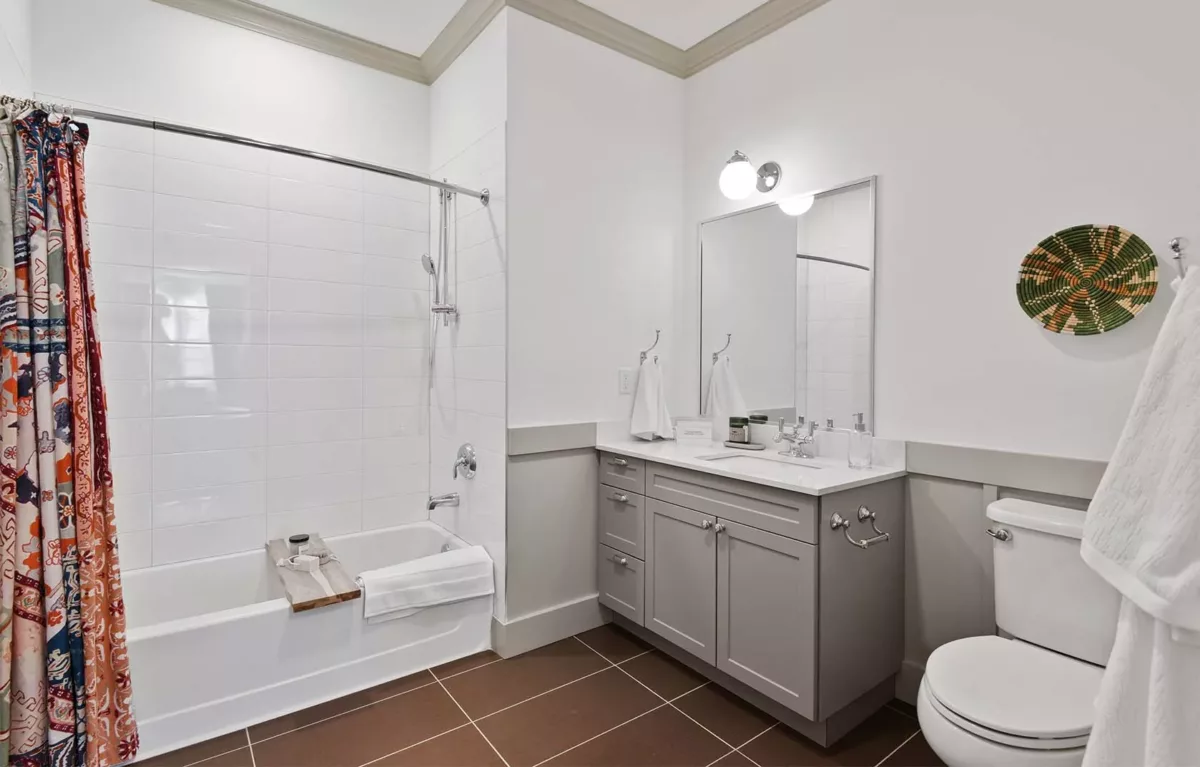 Luxury bathroom with elegant decor and beautiful fixtures.